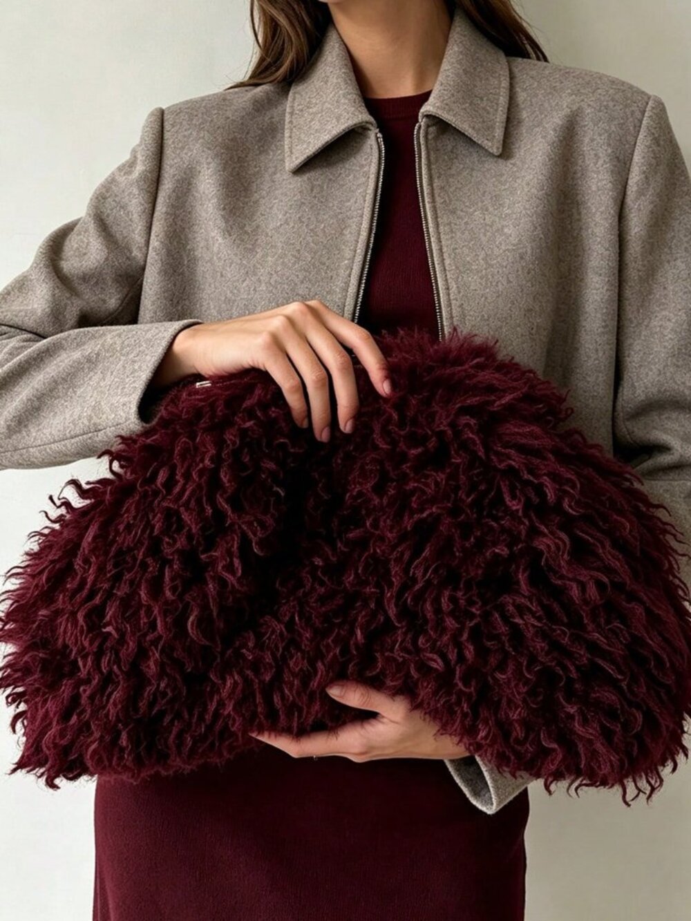 Burgundy Vacation Women's Lightweight Chain Strap Crochet Bag
